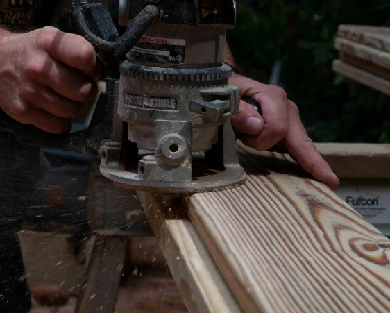 closeup of man woodwork